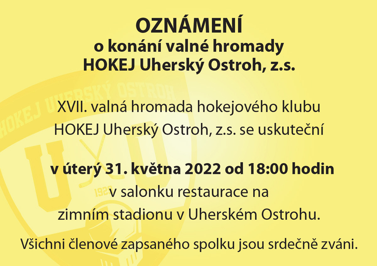 Valná hromada HOKEJ Uherský Ostroh, z.s.