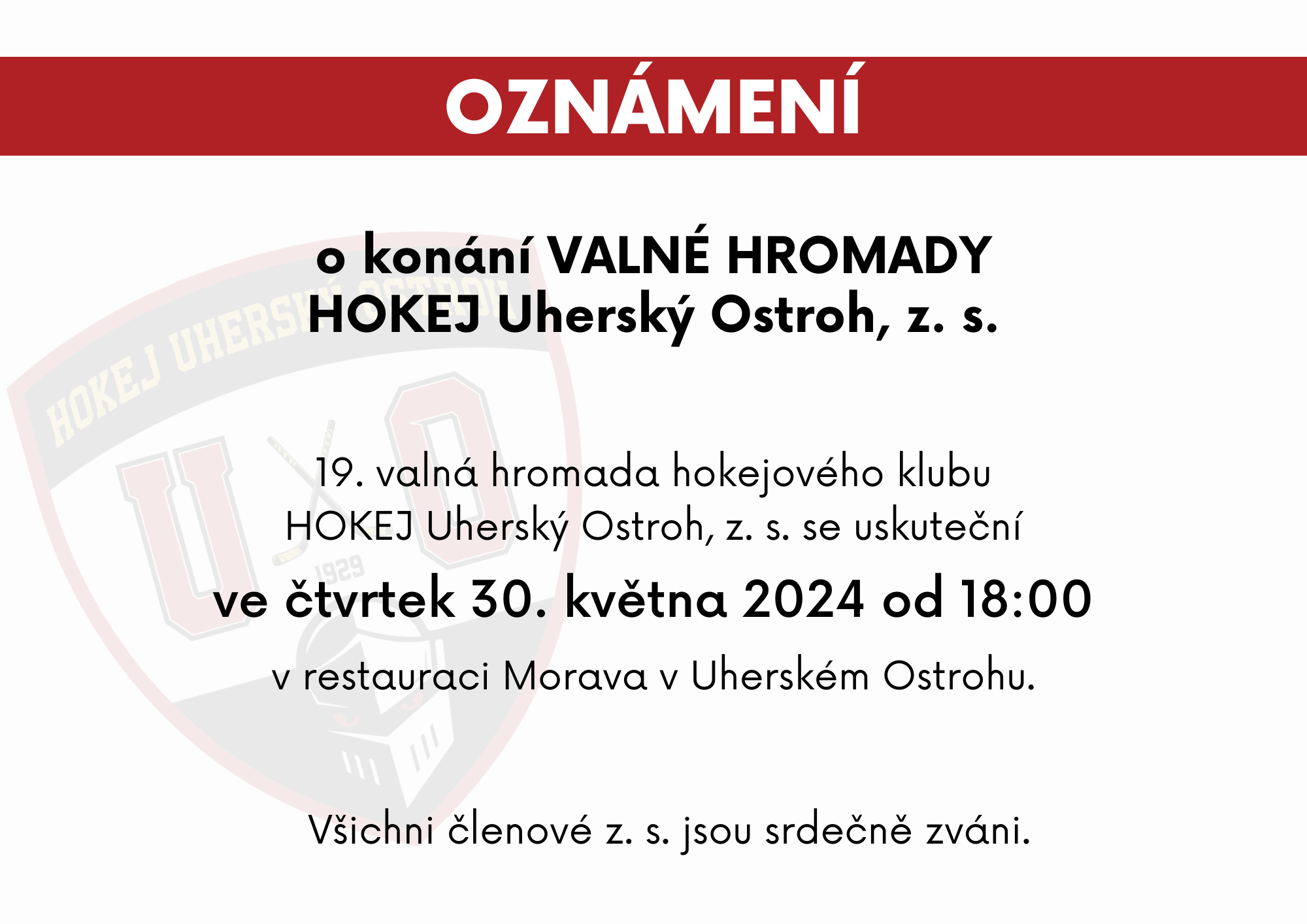 Oznámení o konání valné hromady